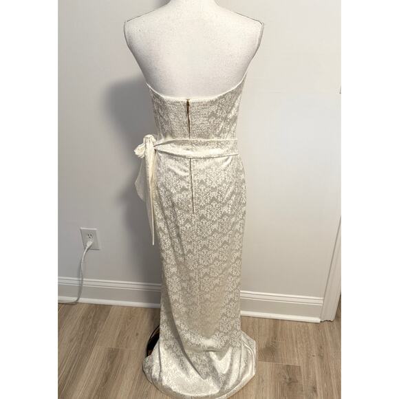 V. Chapman June Corset Jacquard Front-Slit Strapless Gown In Ivory Size 8 New - Picture 9 of 13